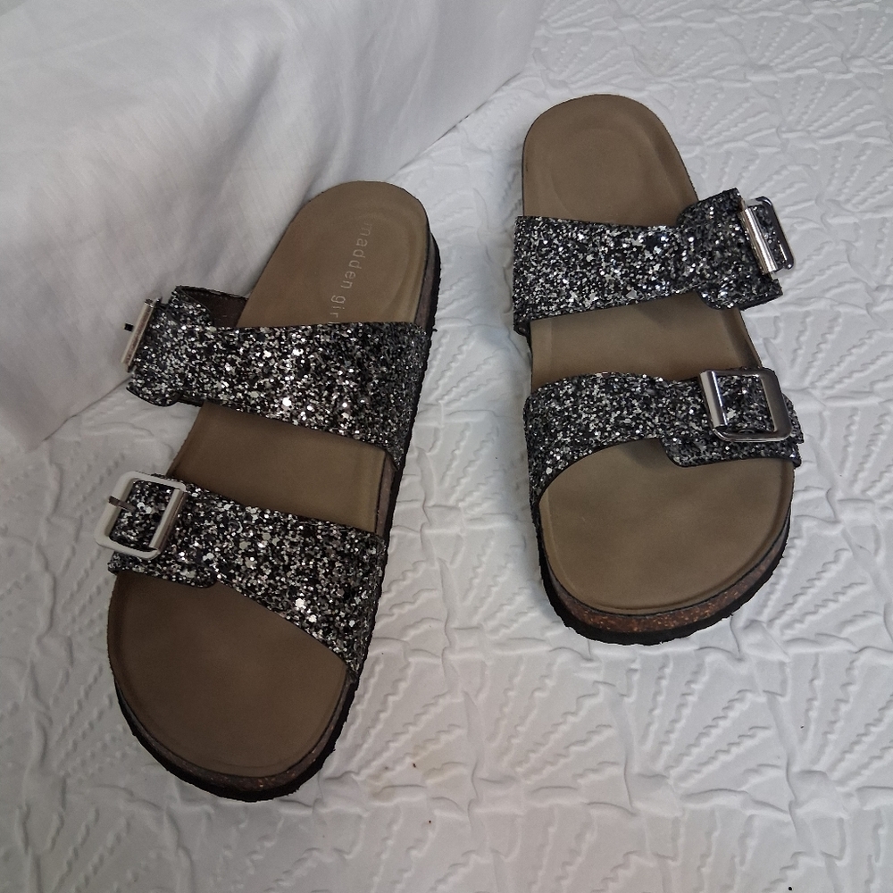 Madden Girl Women's Glitter Sandals - Silver Size 9.5 - Picture 16 of 16